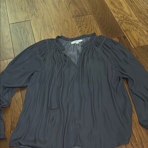 LOFT Gray Long Sleeve Ruched Blouse